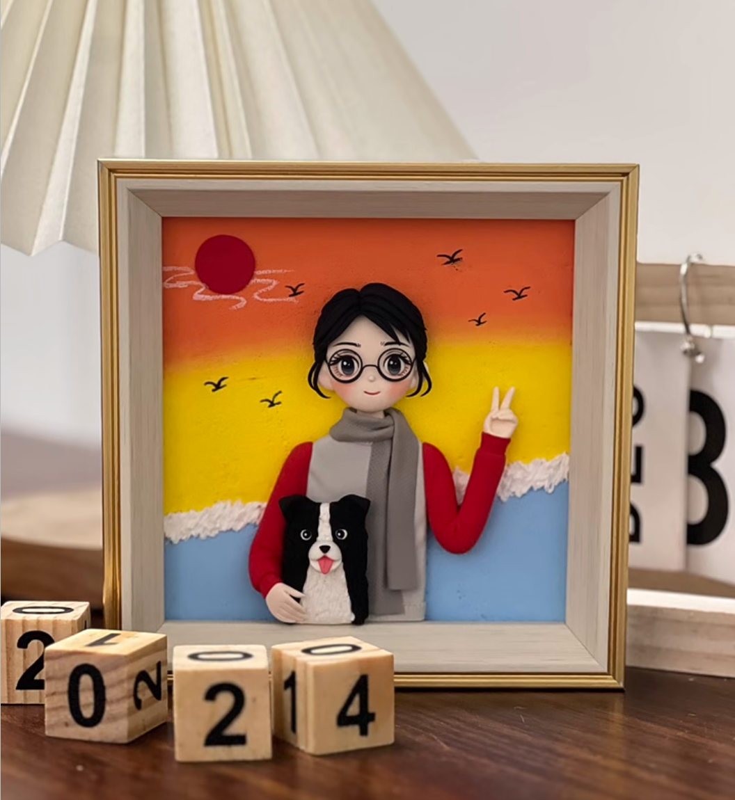 Custom 3D Cute Clay Pet Portrait – Handmade Personalized Pet Sculpture