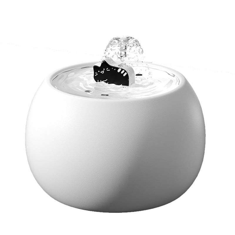 Pet White Cartoon Kitten Ceramic Drinker Dog Electric Circulating Live Water Filtration Automatic Water Dispenser Cat Bowl