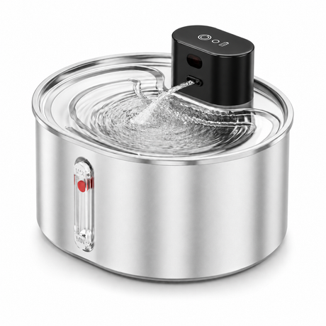 Pumpless Stainless Steel Cat Water Fountain 3.2L/108oz