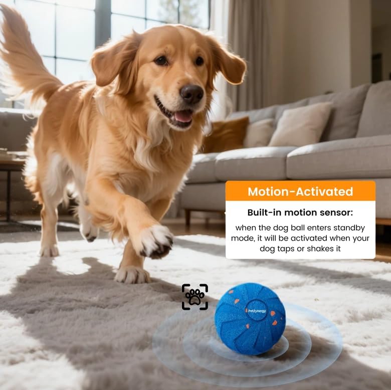 Smart Dog Ball - Interactive Dog Toy Automatic Moving Bouncing & Rotating Motion Sensor Self-Play, USB-C Rechargeable Bite-Resistant E-TPU Shell Waterproof, Indoor Outdoor for Medium & Large Breeds