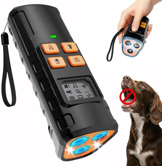 Dog Barking Deterrent Devices, Anti Barking Device for Dogs - Ultrasonic Bark Control with Monitor Display, USB Rechargeable No Shock Bark Guard for Training, Handheld Indoor Outdoor Wrist Strap