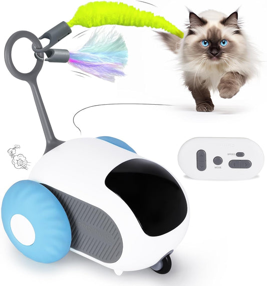 Remote-Controlled & Automatic Cat Toy – Smart Cat Toys for Indoor Cats and Kittens | USB Rechargeable, Two-Speed Interactive Exercise Toy for Bored Cats