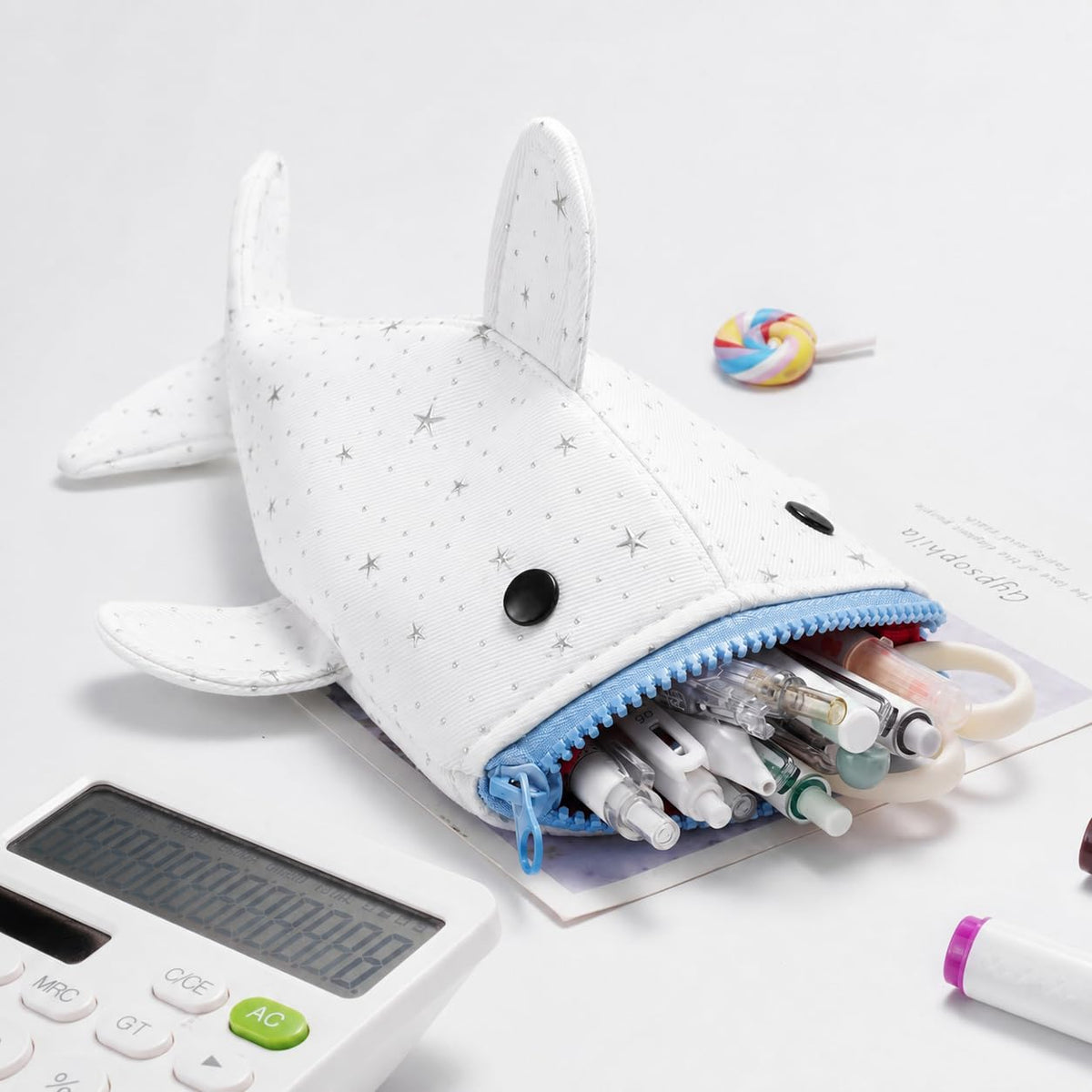 Shark Cute Pencil Case for School and Office, Cute Stationery Organizer