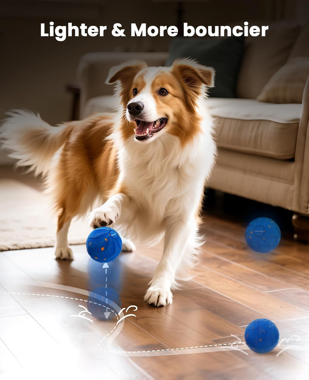 Smart Dog Ball - Interactive Dog Toy Automatic Moving Bouncing & Rotating Motion Sensor Self-Play, USB-C Rechargeable Bite-Resistant E-TPU Shell Waterproof, Indoor Outdoor for Medium & Large Breeds