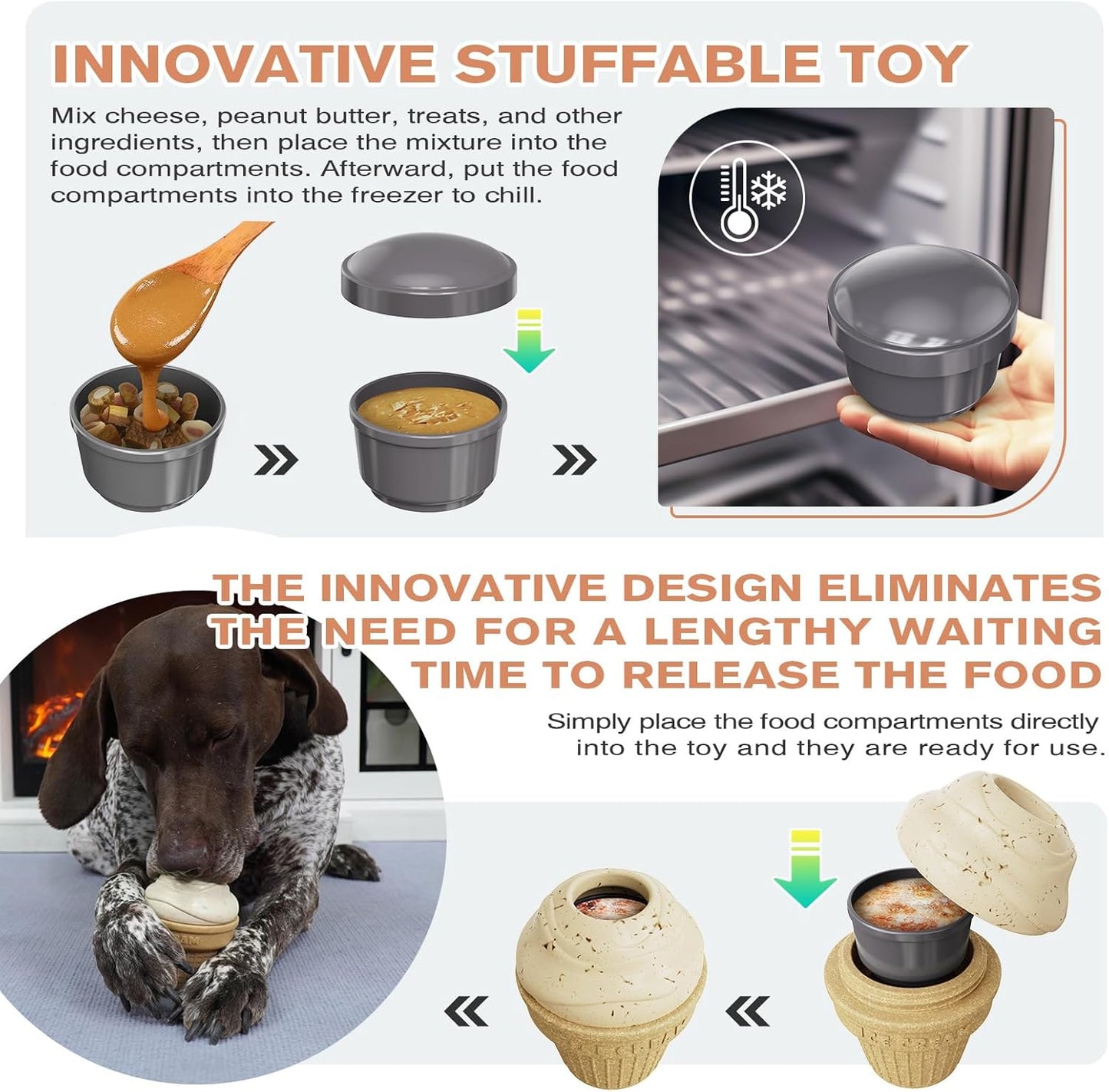 Multi-Functional Interactive Dog Toys, Treat Dispenser – Enrichment Puzzle, Frozen Slow Feeder Licking Toy for Medium/Large Dogs, Durable Chew, BPA-Free Dishwasher-Safe, Anxiety Relief