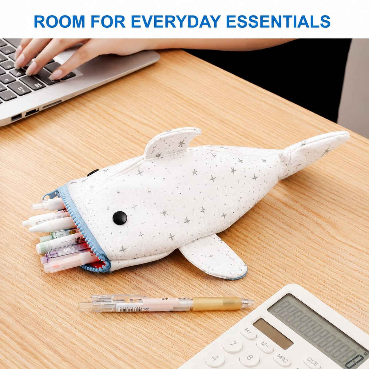Shark Cute Pencil Case for School and Office, Cute Stationery Organizer