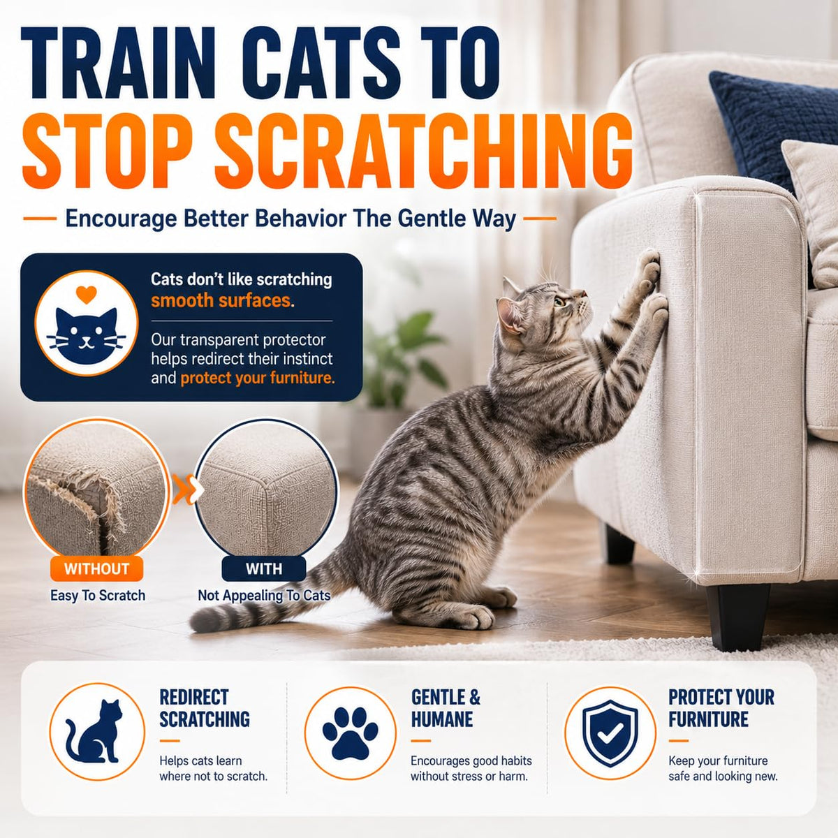 Clear Cat Scratch Couch Protector Roll, 11.8" × 118", Self-Adhesive