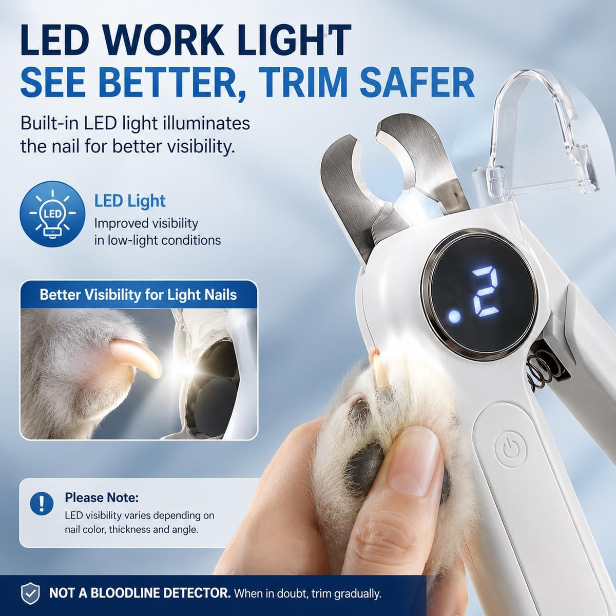 2-in-1 Dog Nail Clippers & Grinder with LED for Dogs and Cats, USB-C
