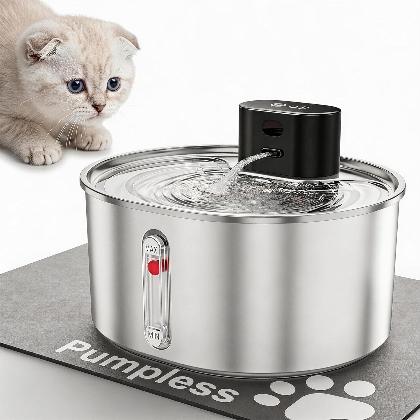 6 Pack Cat Water Fountain Filters Replacement for Stainless Steel Pumpless Pet Fountain, Multi-Layer Activated Carbon Resin PP Cotton Filter, Clean Safe Drinking Water for Cat Dog
