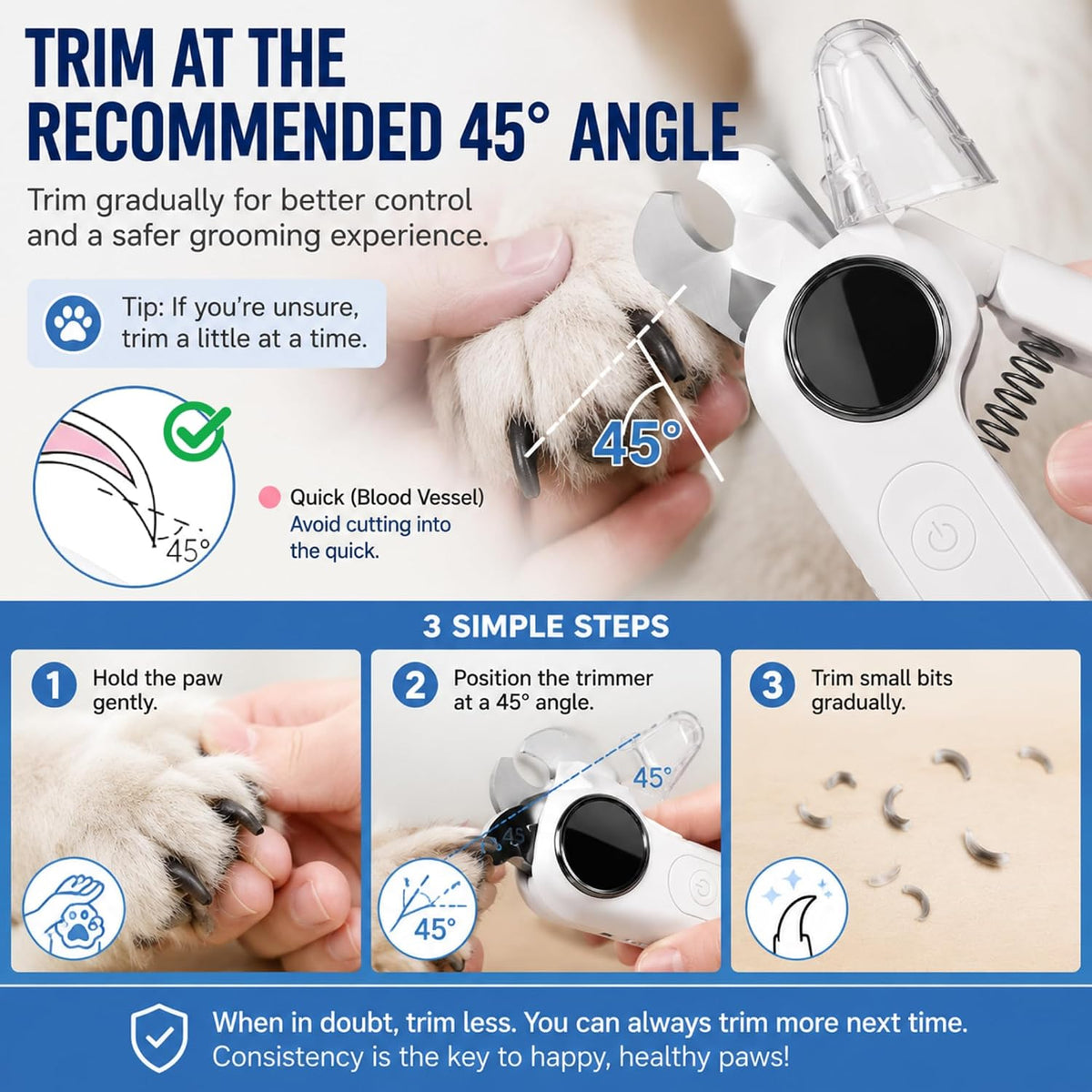 2-in-1 Dog Nail Clippers & Grinder with LED for Dogs and Cats, USB-C