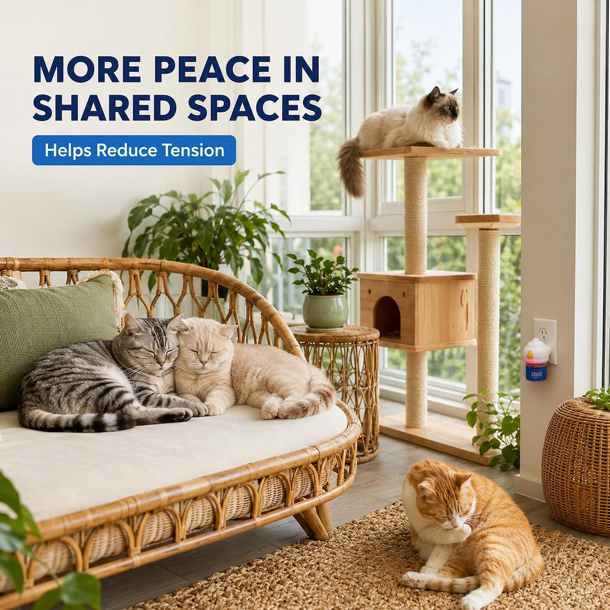 Cat Pheromone Diffuser Kit, Cat Calming Diffuser with 1 Plug-in Diffuser and 2 x 48ml Refills, 30-Day Pheromone Refills, Covers up to 700 sq ft, for Cats During Travel, Vet Visits
