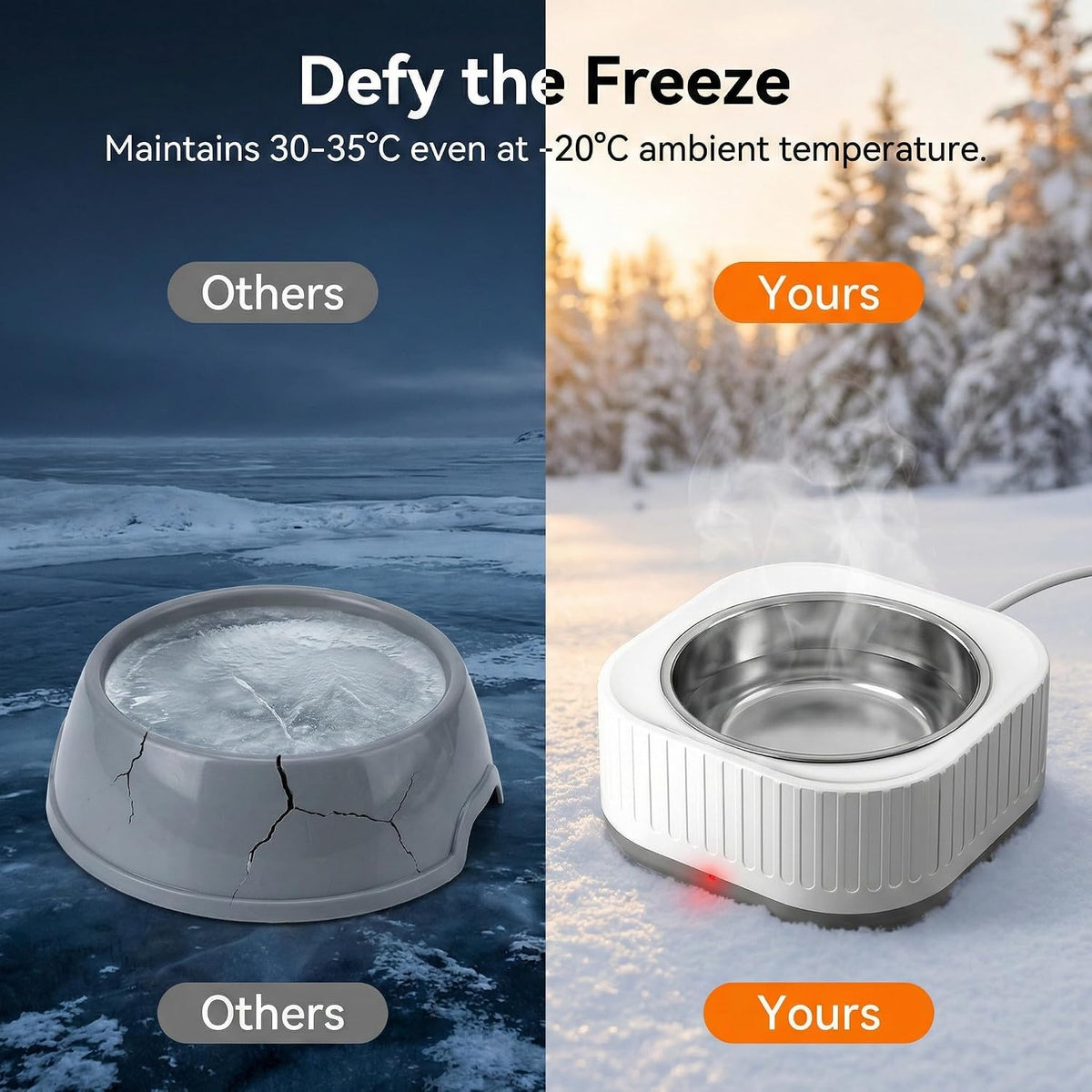 12oz Heated Pet Bowl, Stainless Steel for Cats & Small Dogs