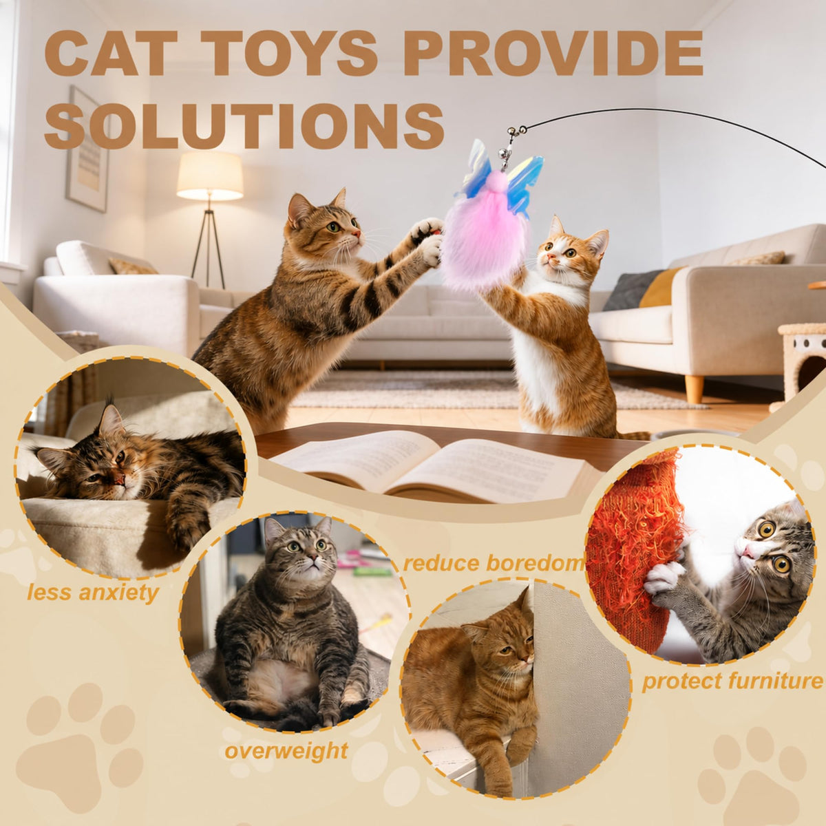 Interactive Cat Wand Toy Set, 9-Piece Feather Teaser with Suction Cup